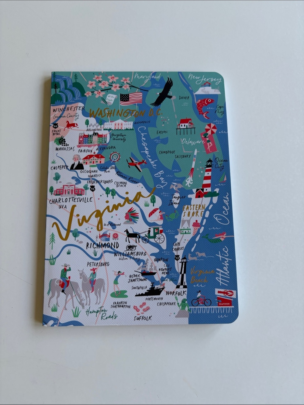 Spartina 449 Virginia Map Notebook - Blue, Teal, White